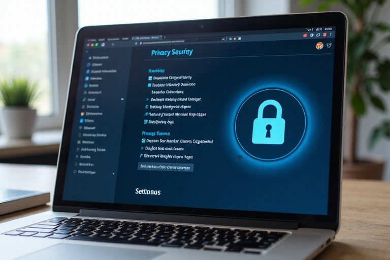 Laptop showing privacy settings