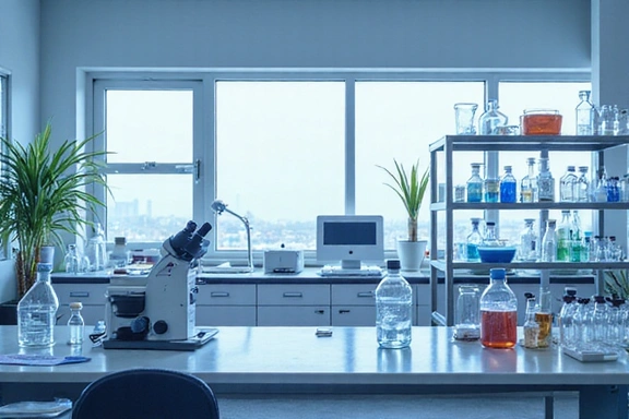 Detailed illustration of a quality control laboratory with scientific instruments